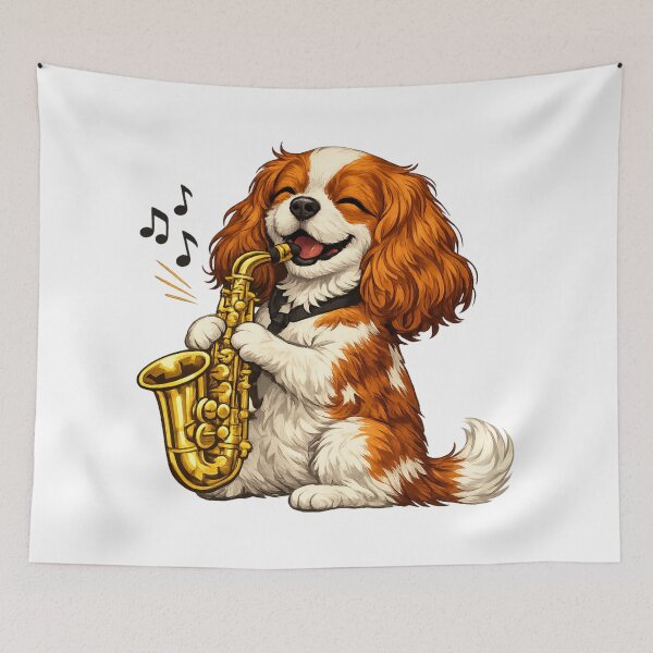 Item preview, Saxophone playing Blenheim Cavalier designed and sold by SpottyRainbow.