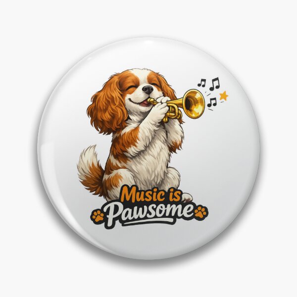 Item preview, Music is Pawsome Trumpet Blenheim Cavalier designed and sold by SpottyRainbow.
