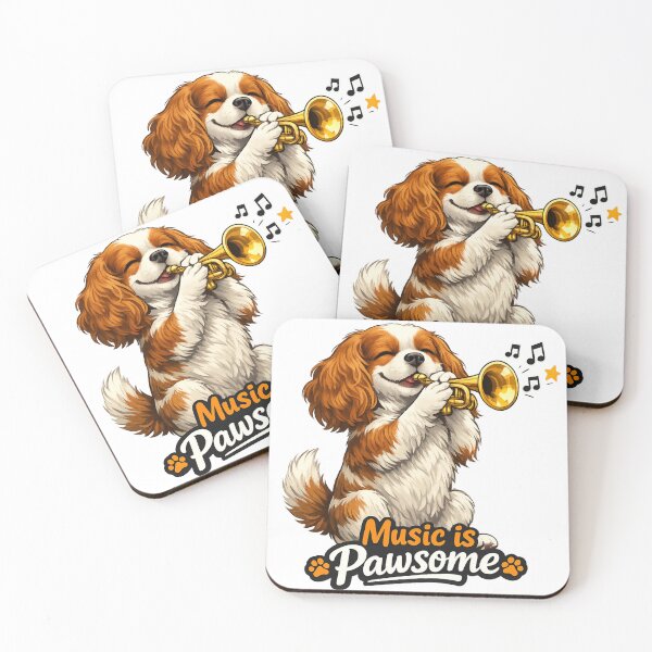 Item preview, Music is Pawsome Trumpet Blenheim Cavalier designed and sold by SpottyRainbow.