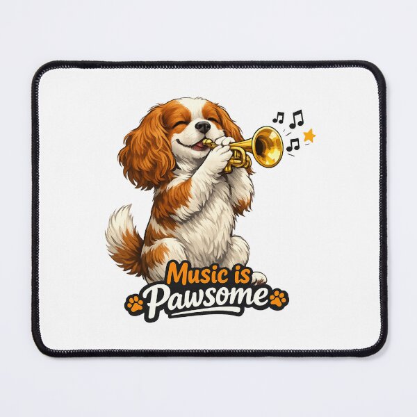 Item preview, Music is Pawsome Trumpet Blenheim Cavalier designed and sold by SpottyRainbow.
