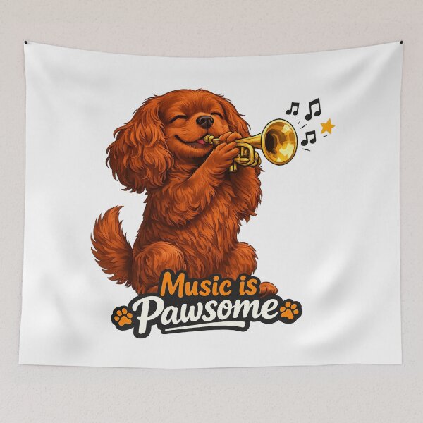 Item preview, Music is Pawsome Trumpet Ruby Cavalier designed and sold by SpottyRainbow.