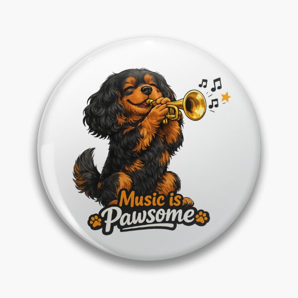 Item preview, Music is Pawsome Trumpet Black and Tan Cavalier designed and sold by SpottyRainbow.