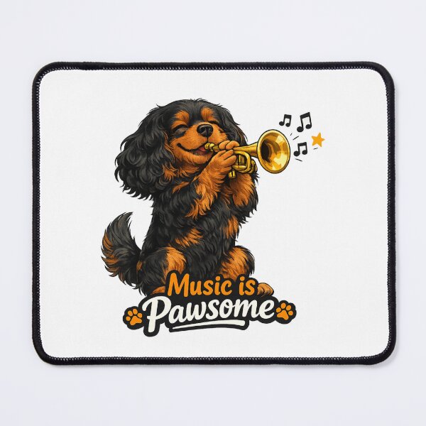 Item preview, Music is Pawsome Trumpet Black and Tan Cavalier designed and sold by SpottyRainbow.