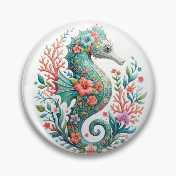 Item preview, Seahorse floral illustration design designed and sold by kidoramagic.