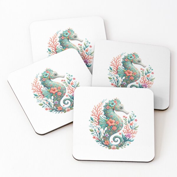 Item preview, Seahorse floral illustration design designed and sold by kidoramagic.