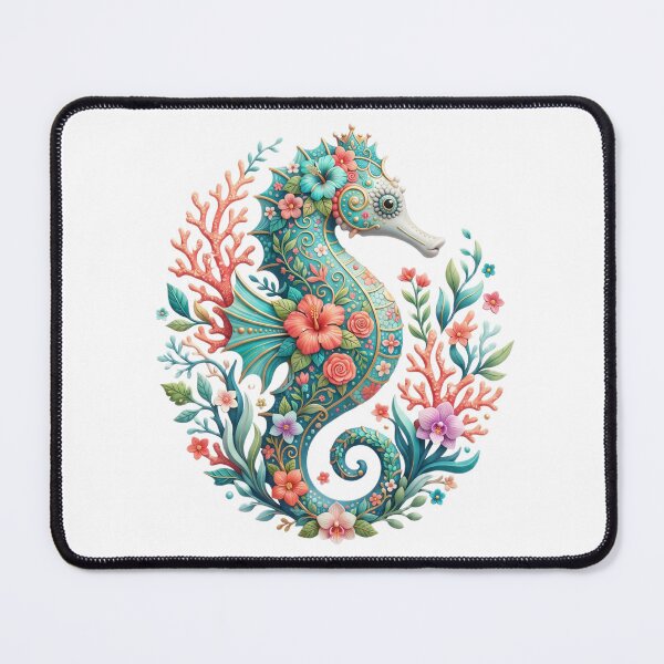 Item preview, Seahorse floral illustration design designed and sold by kidoramagic.