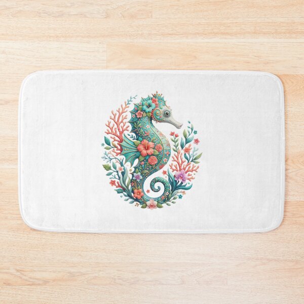 Item preview, Seahorse floral illustration design designed and sold by kidoramagic.