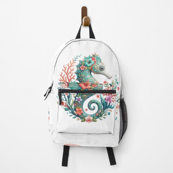 Item preview, Seahorse floral illustration design designed and sold by kidoramagic.