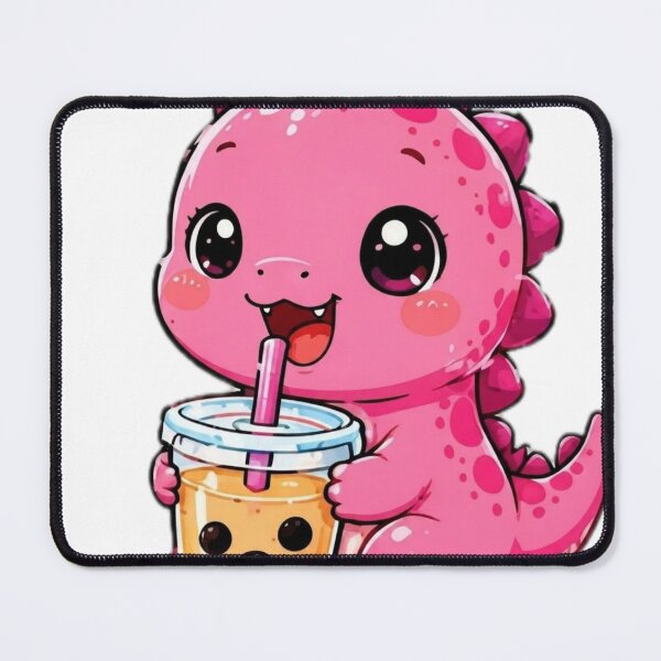 Item preview, Cute Pink Dinosaur Drinking Bubble Tea Kawaii Sticker designed and sold by DailyDoodlesBySumbul.