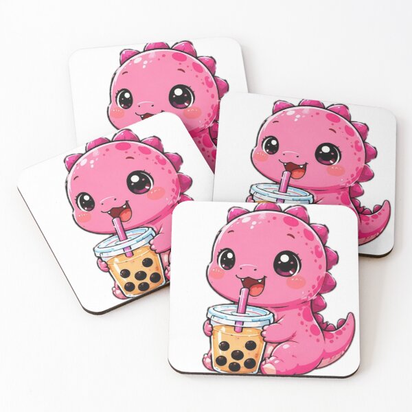 Item preview, Cute Pink Dinosaur Drinking Bubble Tea Kawaii Sticker designed and sold by DailyDoodlesBySumbul.