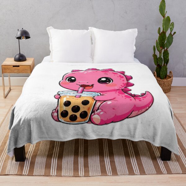 Item preview, Cute Pink Dinosaur Drinking Bubble Tea Kawaii Sticker designed and sold by DailyDoodlesBySumbul.