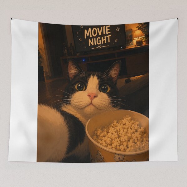 Item preview, Cozy Movie Night Cat | Cute Popcorn Kitty Aesthetic designed and sold by Jesus-istheway.