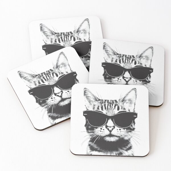 Item preview, Cool Cat | Black & White Cat with Sunglasses Wall Art designed and sold by ArtDigCont.