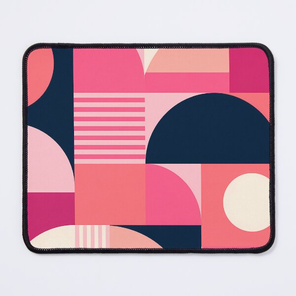 Item preview, Mid Century Modern Bauhaus Geometric Pattern Pink Navy designed and sold by Aureva Arts Shop.
