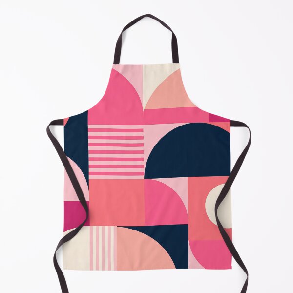 Item preview, Mid Century Modern Bauhaus Geometric Pattern Pink Navy designed and sold by Aureva Arts Shop.