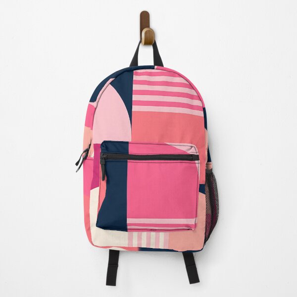 Item preview, Mid Century Modern Bauhaus Geometric Pattern Pink Navy designed and sold by Aureva Arts Shop.