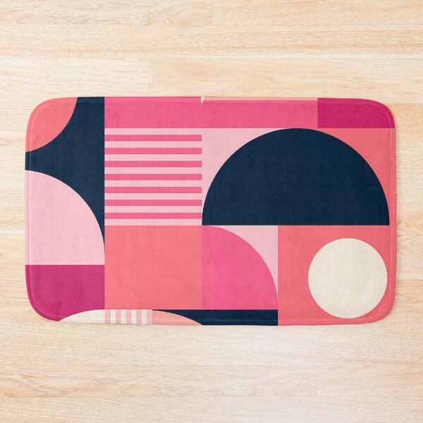 Item preview, Mid Century Modern Bauhaus Geometric Pattern Pink Navy designed and sold by Aureva Arts Shop.