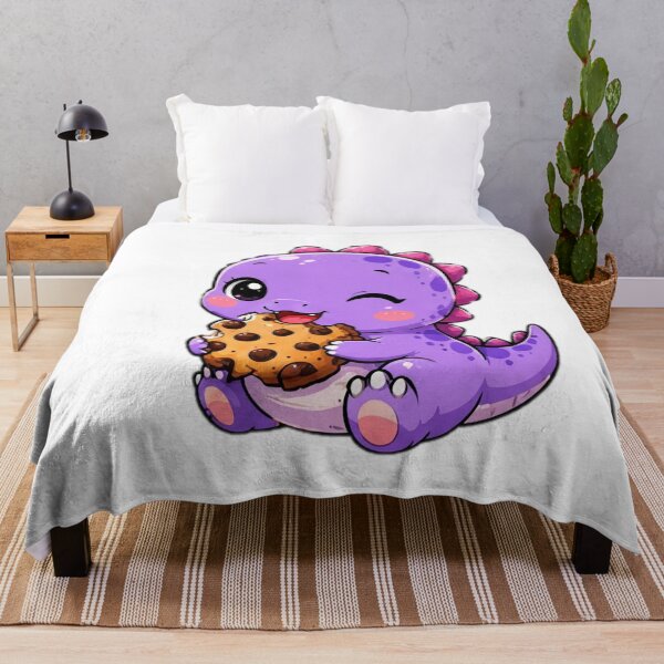 Artikelvorschau, Cute Purple Dinosaur Eating Cookie Kawaii Sticker entworfen und verkauft von DailyDoodlesBySumbul.