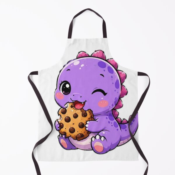 Item preview, Cute Purple Dinosaur Eating Cookie Kawaii Sticker designed and sold by DailyDoodlesBySumbul.