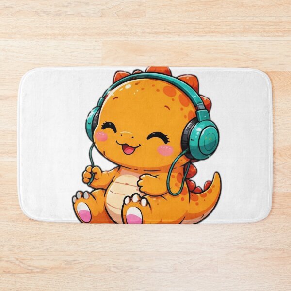 Item preview, Cute Orange Dinosaur Listening to Music Kawaii Sticker designed and sold by DailyDoodlesBySumbul.