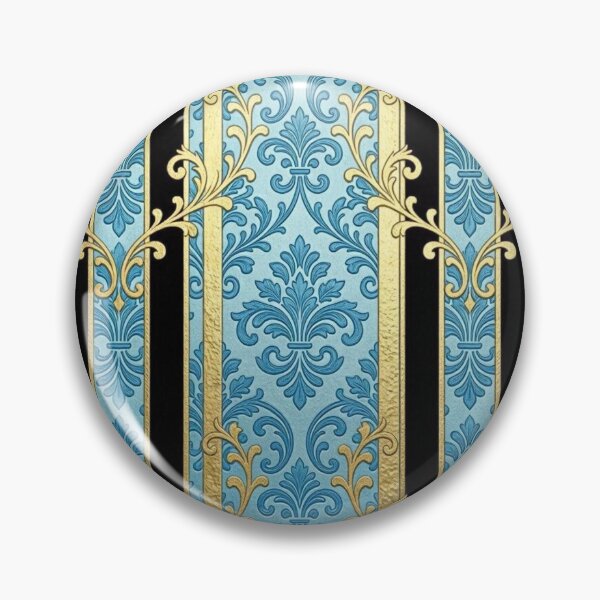 Item preview, Sky Blue Damask & Gold & Black Stripes designed and sold by DesignsByPrnces.