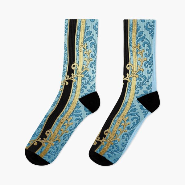 Item preview, Sky Blue Damask & Gold & Black Stripes designed and sold by DesignsByPrnces.