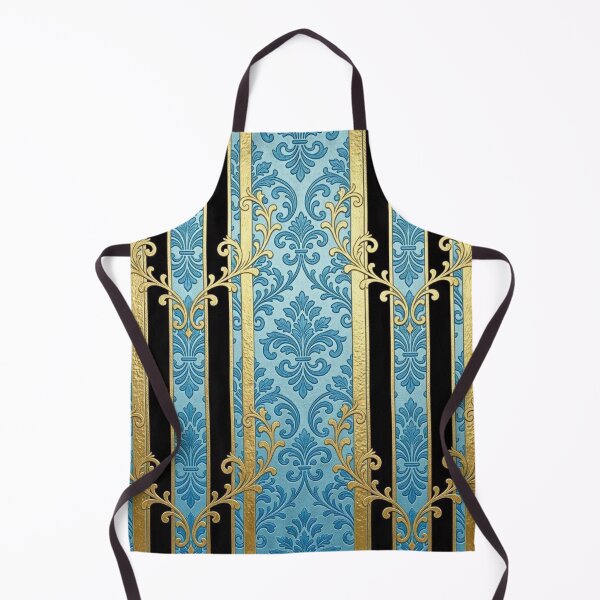 Item preview, Sky Blue Damask & Gold & Black Stripes designed and sold by DesignsByPrnces.