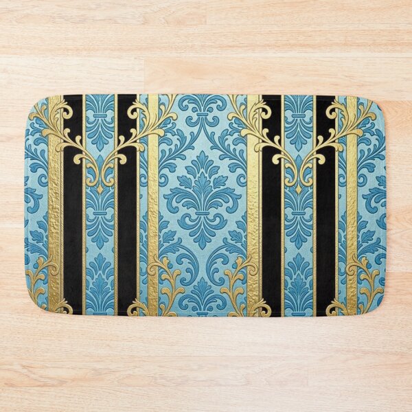 Item preview, Sky Blue Damask & Gold & Black Stripes designed and sold by DesignsByPrnces.