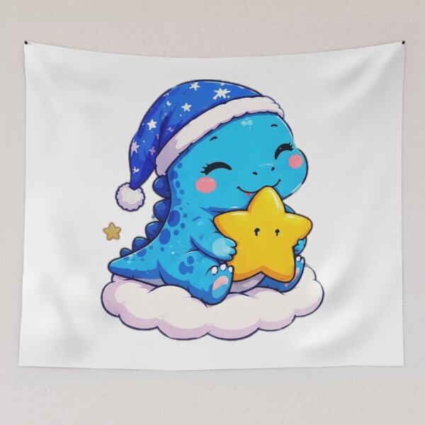 Item preview, Cute Sleepy Dinosaur Hugging Star Kawaii Sticker designed and sold by DailyDoodlesBySumbul.