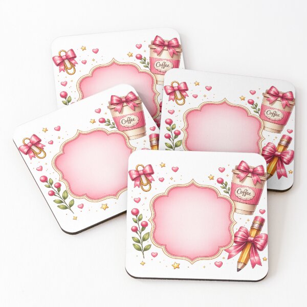 Item preview, Pink Coquette Teacher Frame PNG | Cute Coffee, Pencil & Bow Clipart | Transparent Background | Sublimation Design designed and sold by AMIR PRO .