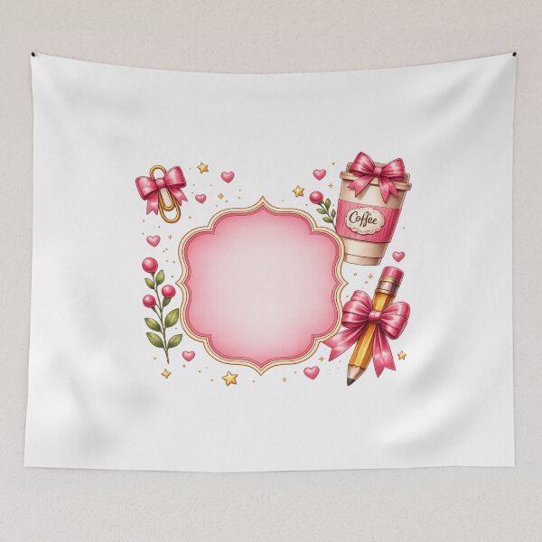 Item preview, Pink Coquette Teacher Frame PNG | Cute Coffee, Pencil & Bow Clipart | Transparent Background | Sublimation Design designed and sold by AMIR PRO .
