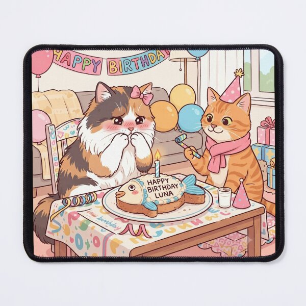 Item preview, Happy Birthday Luna – Cute Calico Cat Party Illustration designed and sold by Fatomfatom.