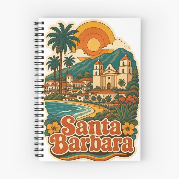 Item preview, Santa Barbara USA Travel Souvenir - Retro Illustration designed and sold by VisualArtsOasis.