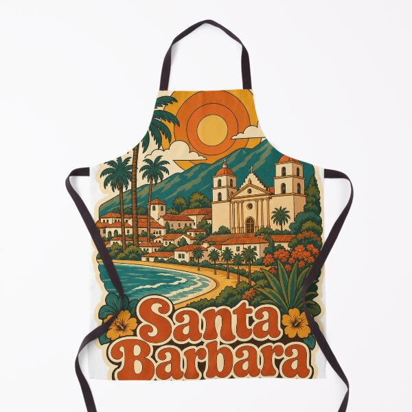 Item preview, Santa Barbara USA Travel Souvenir - Retro Illustration designed and sold by VisualArtsOasis.