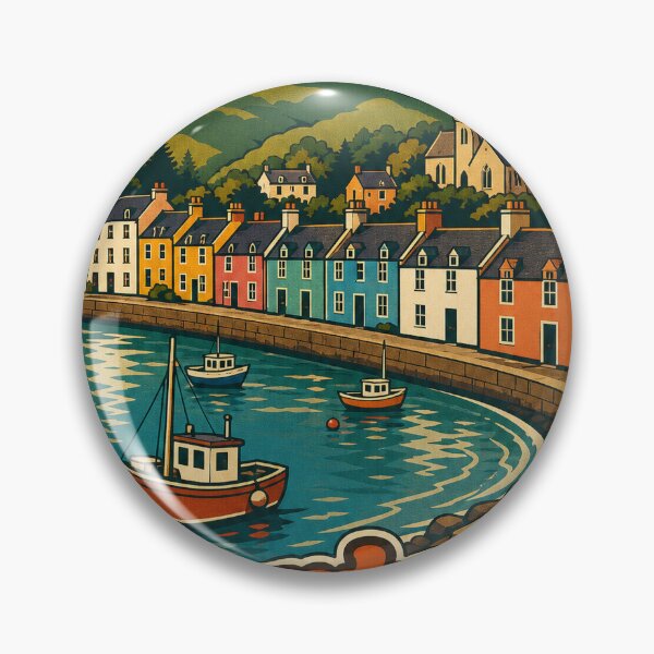 Item preview, Portree Scotland Travel Souvenir - Retro Illustration designed and sold by VisualArtsOasis.