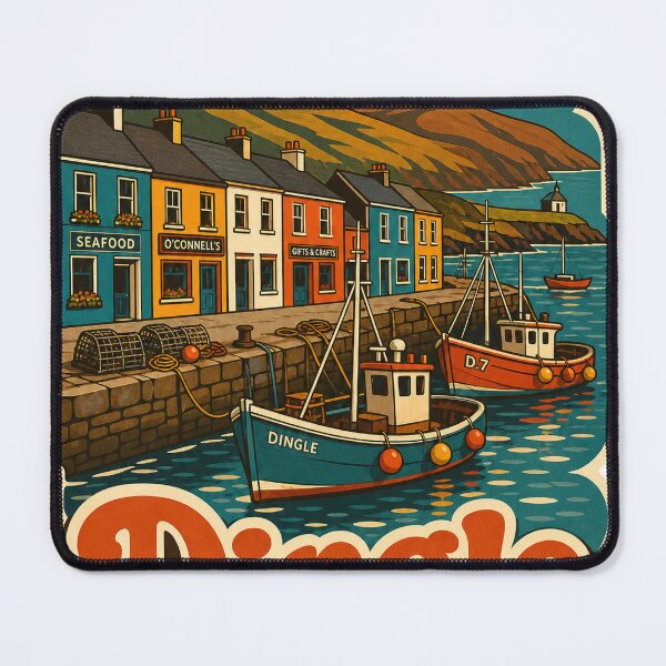 Item preview, Dingle Ireland Travel Souvenir - Retro Illustration designed and sold by VisualArtsOasis.