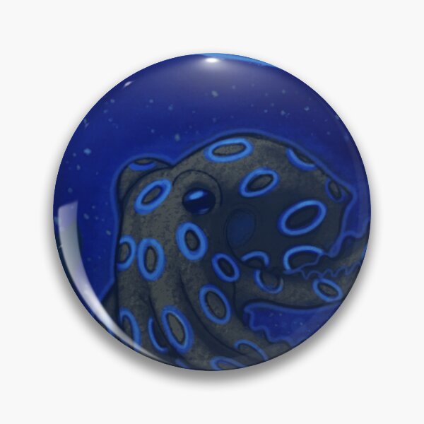 Item preview, Glowing Blue Ringed Octopus Swimming Deep Ocean Under Full Moon designed and sold by Wildw0od.