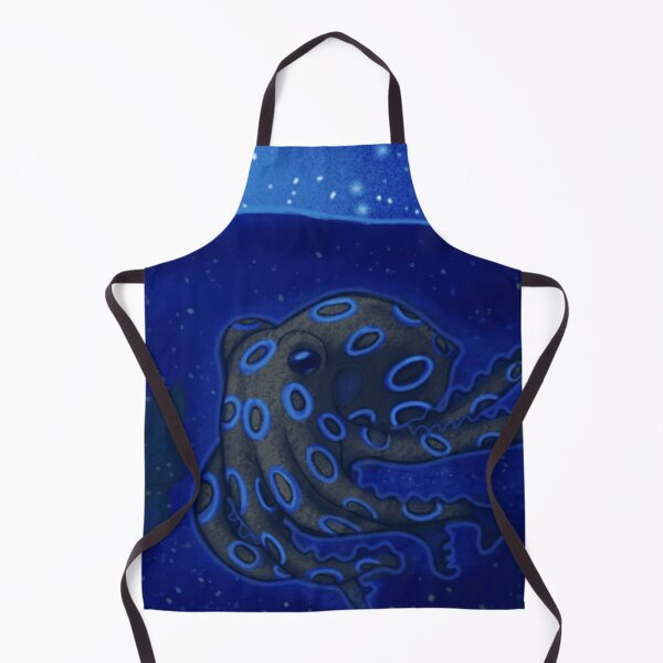 Item preview, Glowing Blue Ringed Octopus Swimming Deep Ocean Under Full Moon designed and sold by Wildw0od.