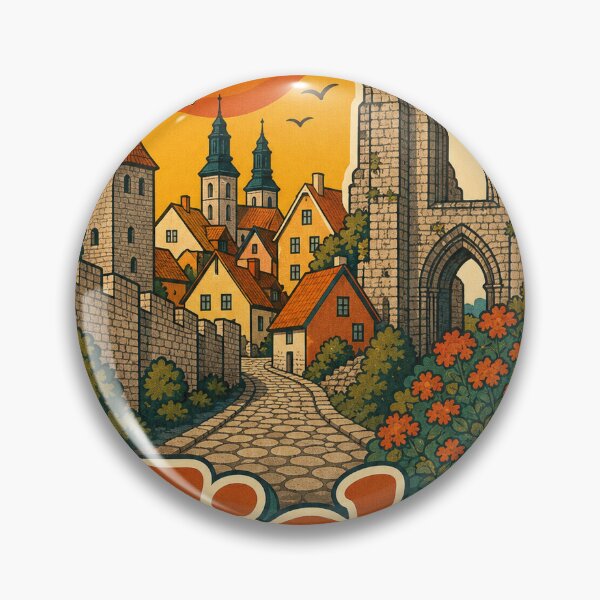 Item preview, Visby Sweden Travel Souvenir - Retro Illustration designed and sold by VisualArtsOasis.