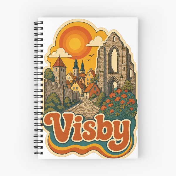 Item preview, Visby Sweden Travel Souvenir - Retro Illustration designed and sold by VisualArtsOasis.