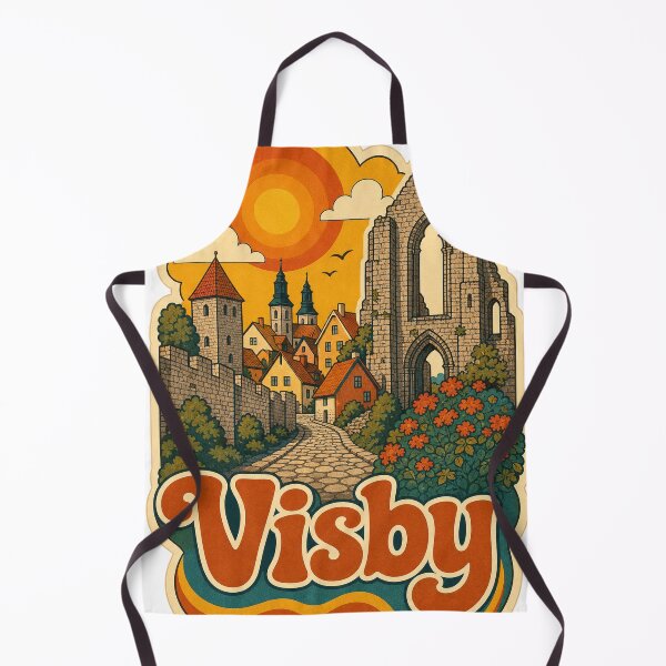 Item preview, Visby Sweden Travel Souvenir - Retro Illustration designed and sold by VisualArtsOasis.