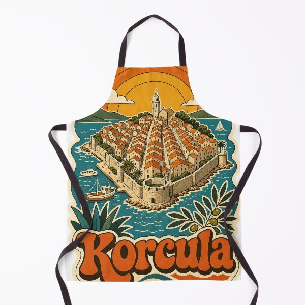 Item preview, Korcula Croatia Travel Souvenir - Retro Illustration designed and sold by VisualArtsOasis.