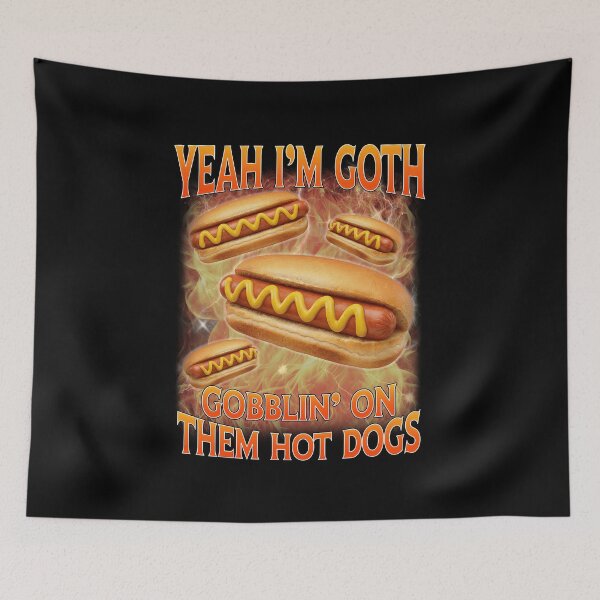 Item preview, Funny Goth Gobblin Hot Dogs Food Pun designed and sold by elderberry.
