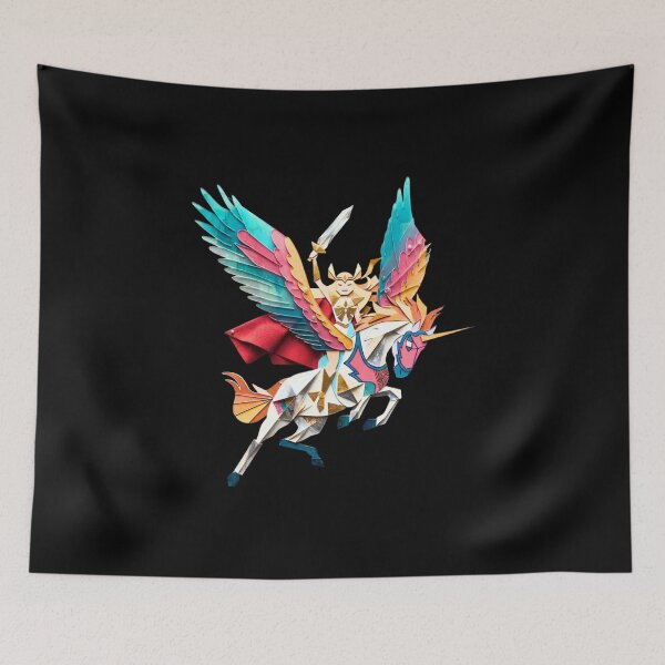 Item preview, Geometric Fantasy Warrior on Winged Unicorn designed and sold by RahniNM.