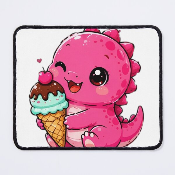 Item preview, Cute Pink Dinosaur Holding Ice Cream Kawaii Sticker designed and sold by DailyDoodlesBySumbul.