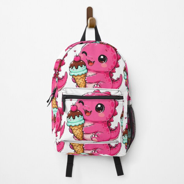 Item preview, Cute Pink Dinosaur Holding Ice Cream Kawaii Sticker designed and sold by DailyDoodlesBySumbul.