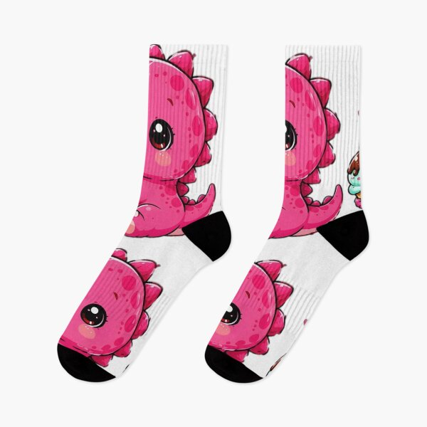 Item preview, Cute Pink Dinosaur Holding Ice Cream Kawaii Sticker designed and sold by DailyDoodlesBySumbul.