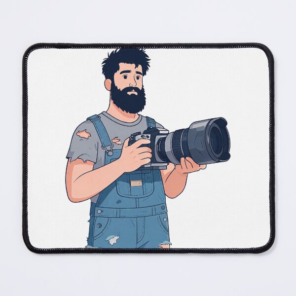 Item preview, Bearded Photographer in Ripped Overalls Illustration designed and sold by SAIProject.