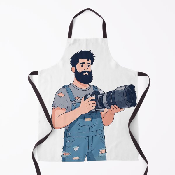 Item preview, Bearded Photographer in Ripped Overalls Illustration designed and sold by SAIProject.
