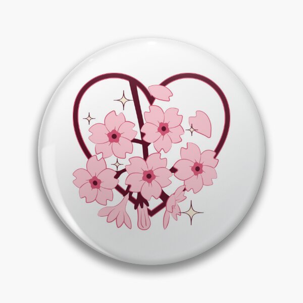 Item preview, Sakura Flowers with Fallen Petals and Retro Heart Frame ✨ designed and sold by ✨Kessy von Kunstler✨.